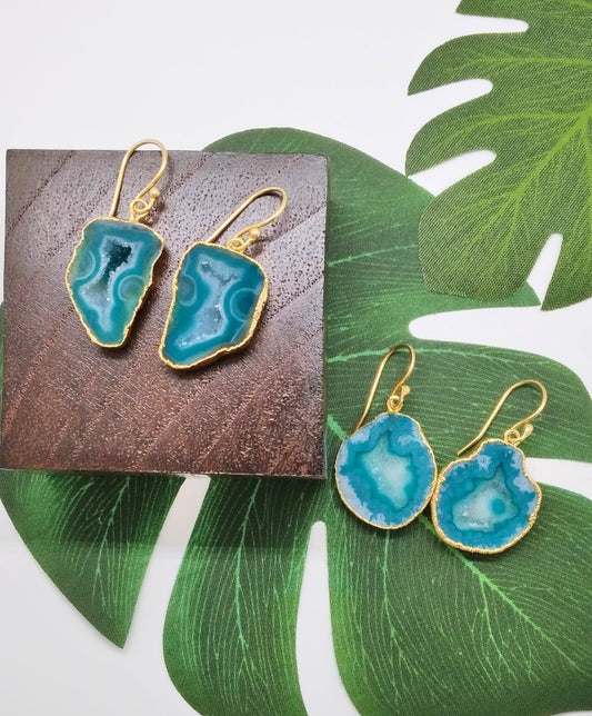 Sea Green Geode Druzy Earrings