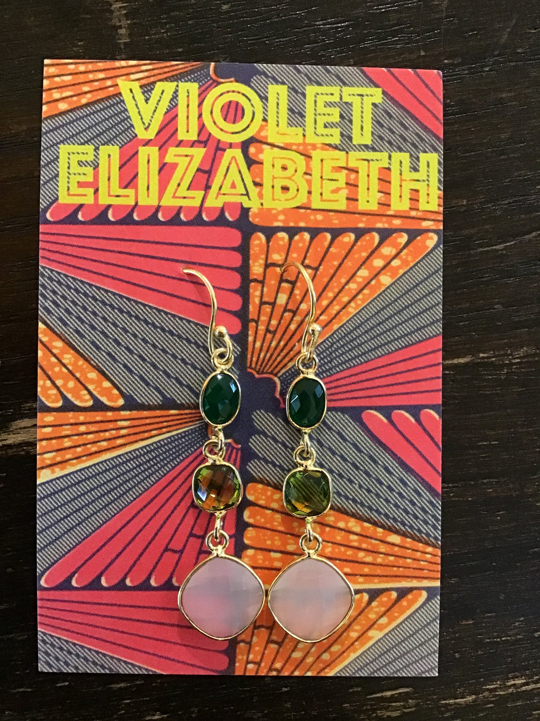 Peridot & Citrine & Pink Chalcedony Triple Threat Earrings - Violet Elizabeth