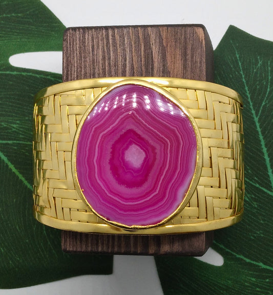 Pink Spectacular Agate Slice Cuff