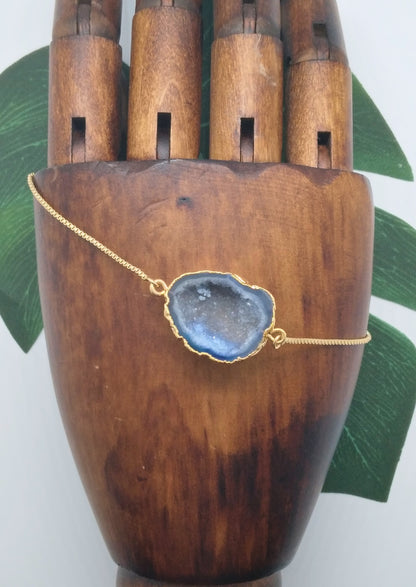 Blue Half Geode Druzy Bracelet