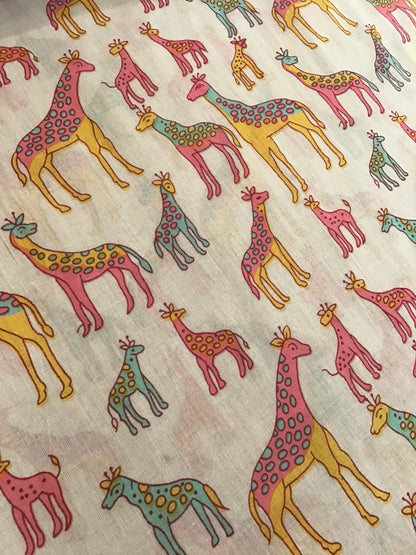 Candy giraffes Screen Printed Fabric 100% Cotton