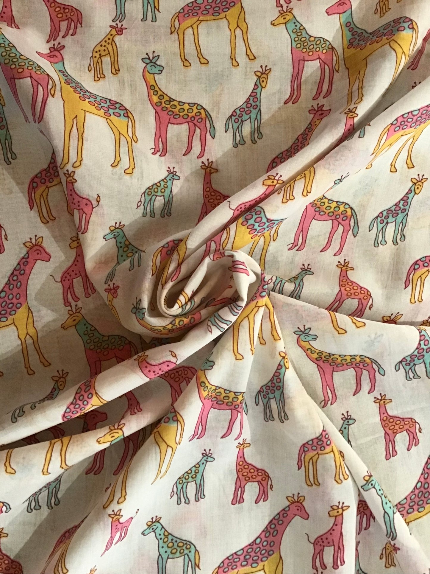 Candy giraffes Screen Printed Fabric 100% Cotton