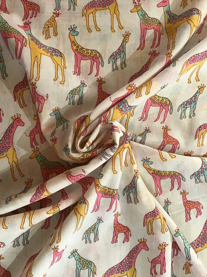 Candy giraffes Screen Printed Fabric 100% Cotton