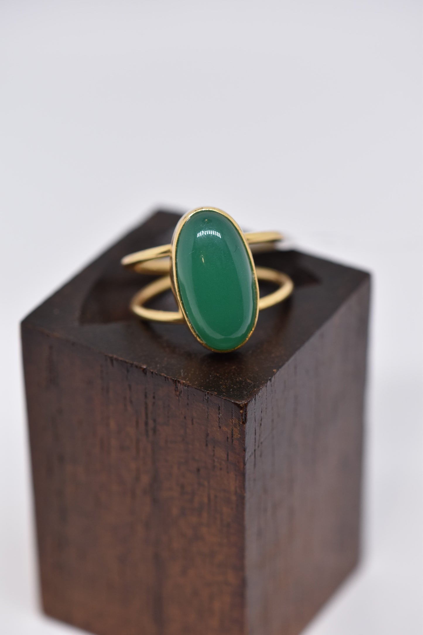 Green Onyx Magic Bean Stone Rings