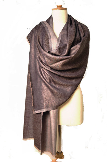 Cashmere wool and Silk scarf - Hand loomed scarves Bronze tones