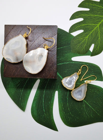 White Geode Druzy Earrings