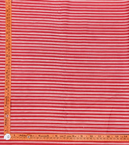 Red and white stripe Screen Printed Fabric 100% Cotton