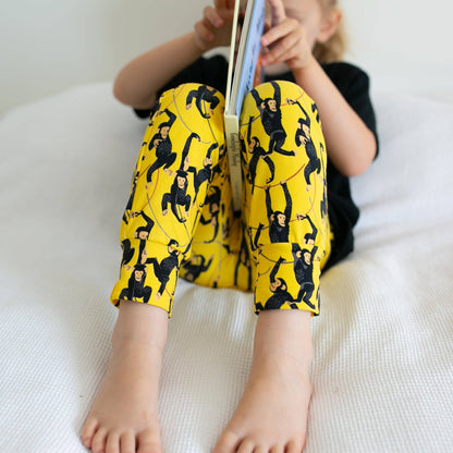 Yellow Chimp print Leggings: 2-3 Y