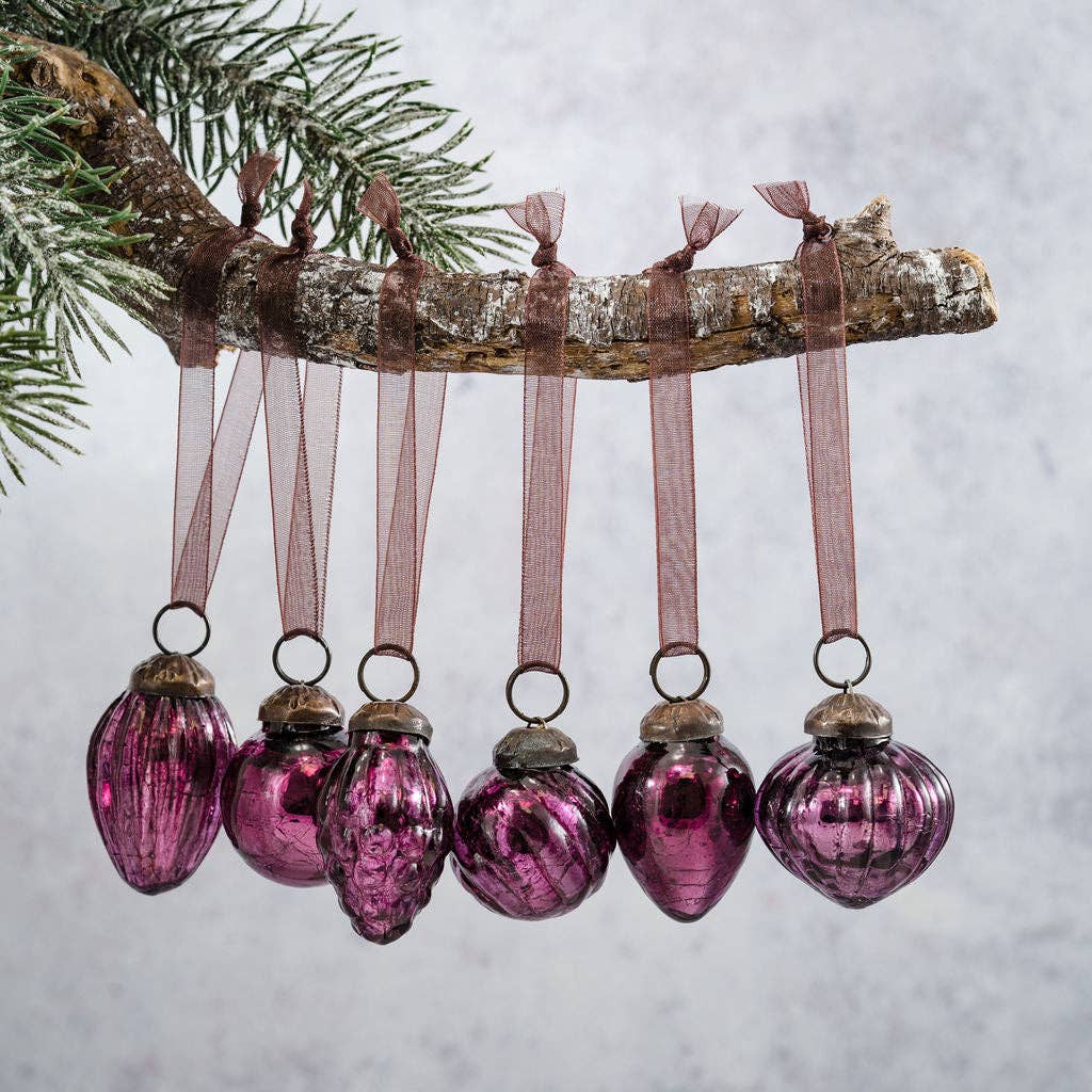 1 of 6 Small Mixed design 1" Mulberry Crackle Baubles