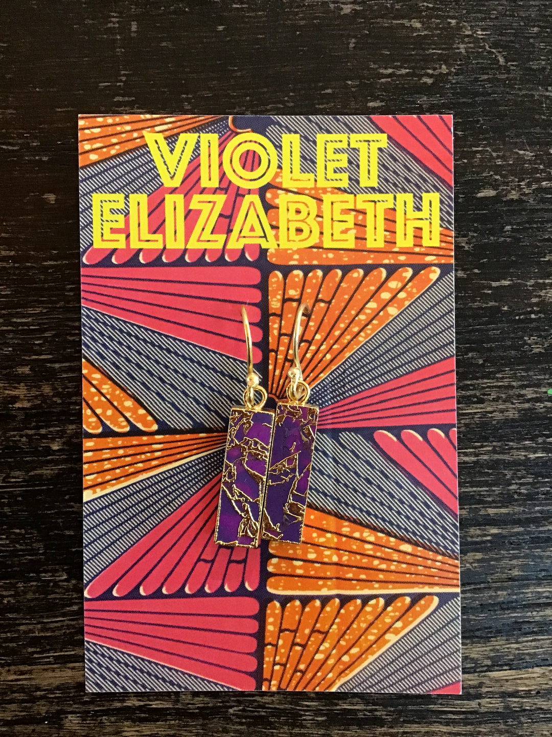 Crackle Mini Amethyst Gold Earrings - Violet Elizabeth