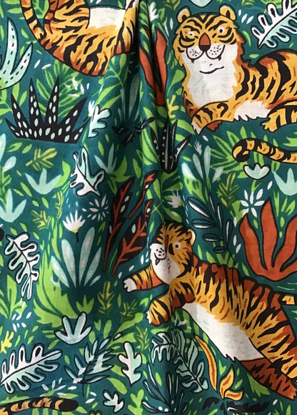 Happy Tiger Screen Printed Fabric 100% Cotton