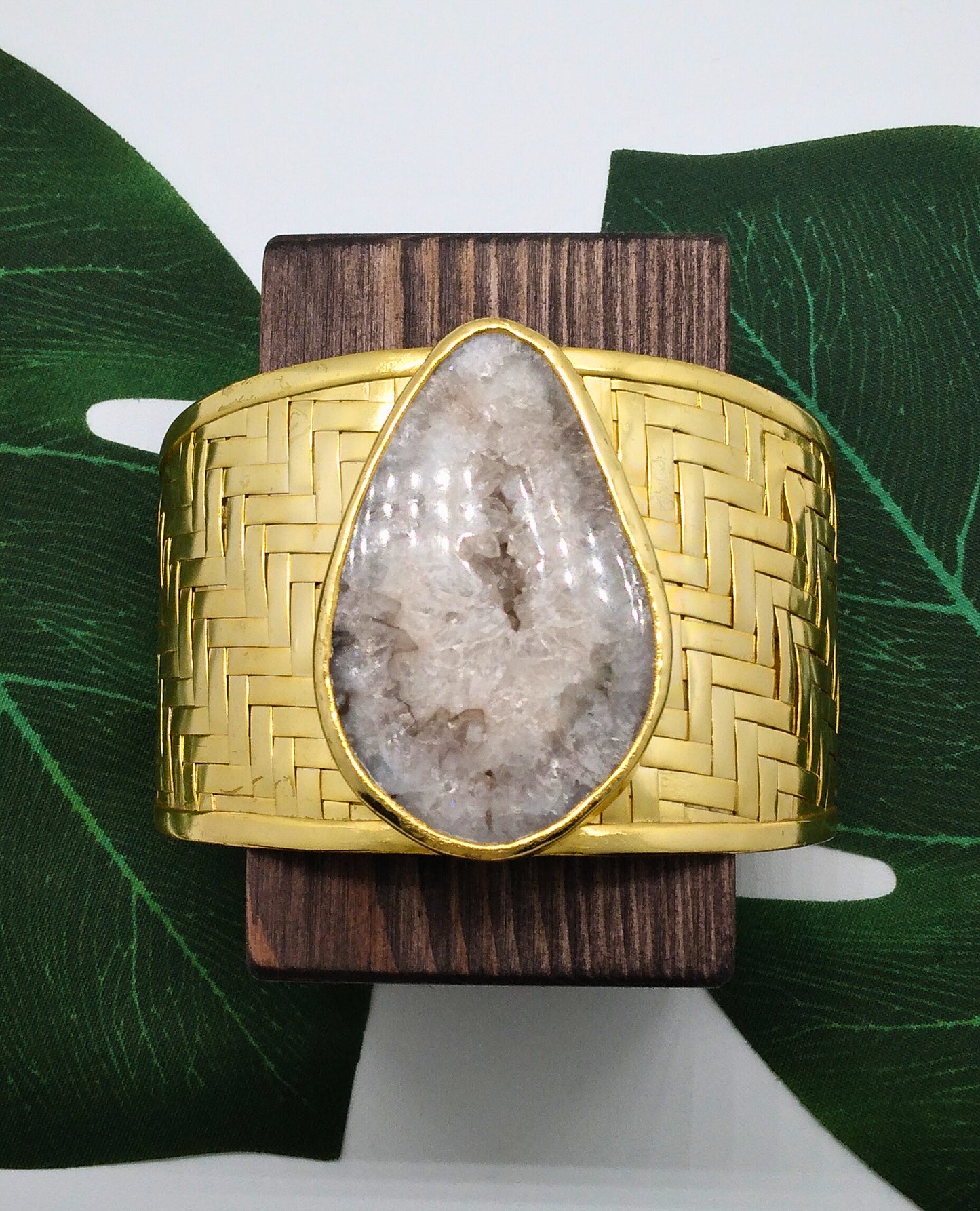 Spectacular Silver Agate Slice Cuff