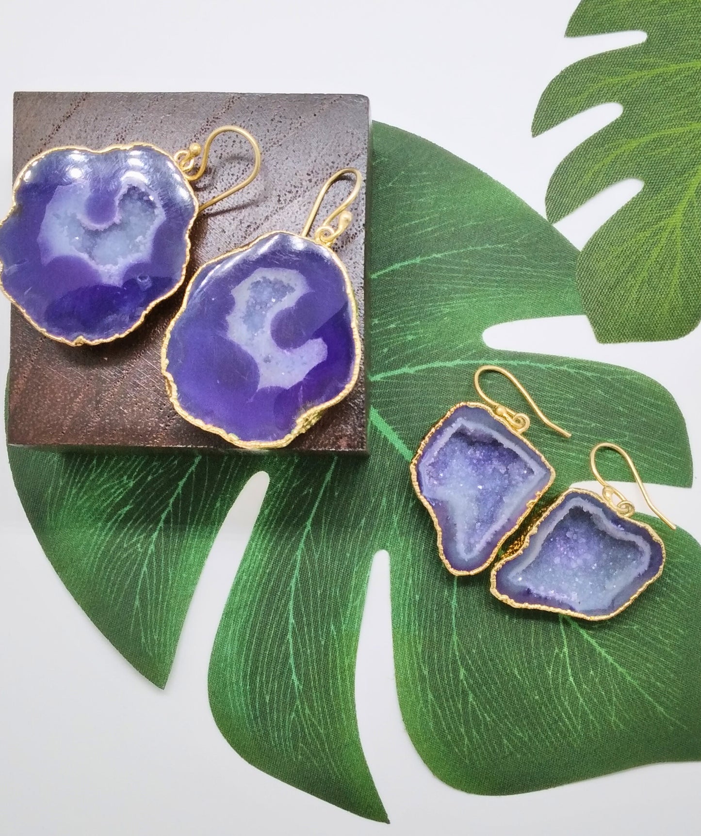 Purple Geode Druzy Earrings