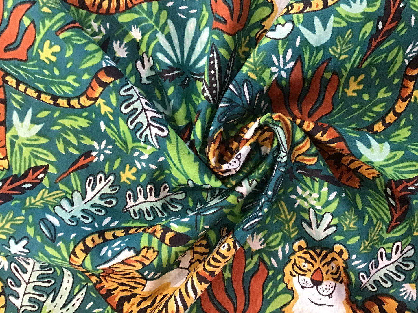 Happy Tiger Screen Printed Fabric 100% Cotton