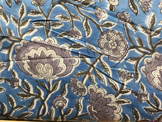 Exotic flower print Block Printed Fabric