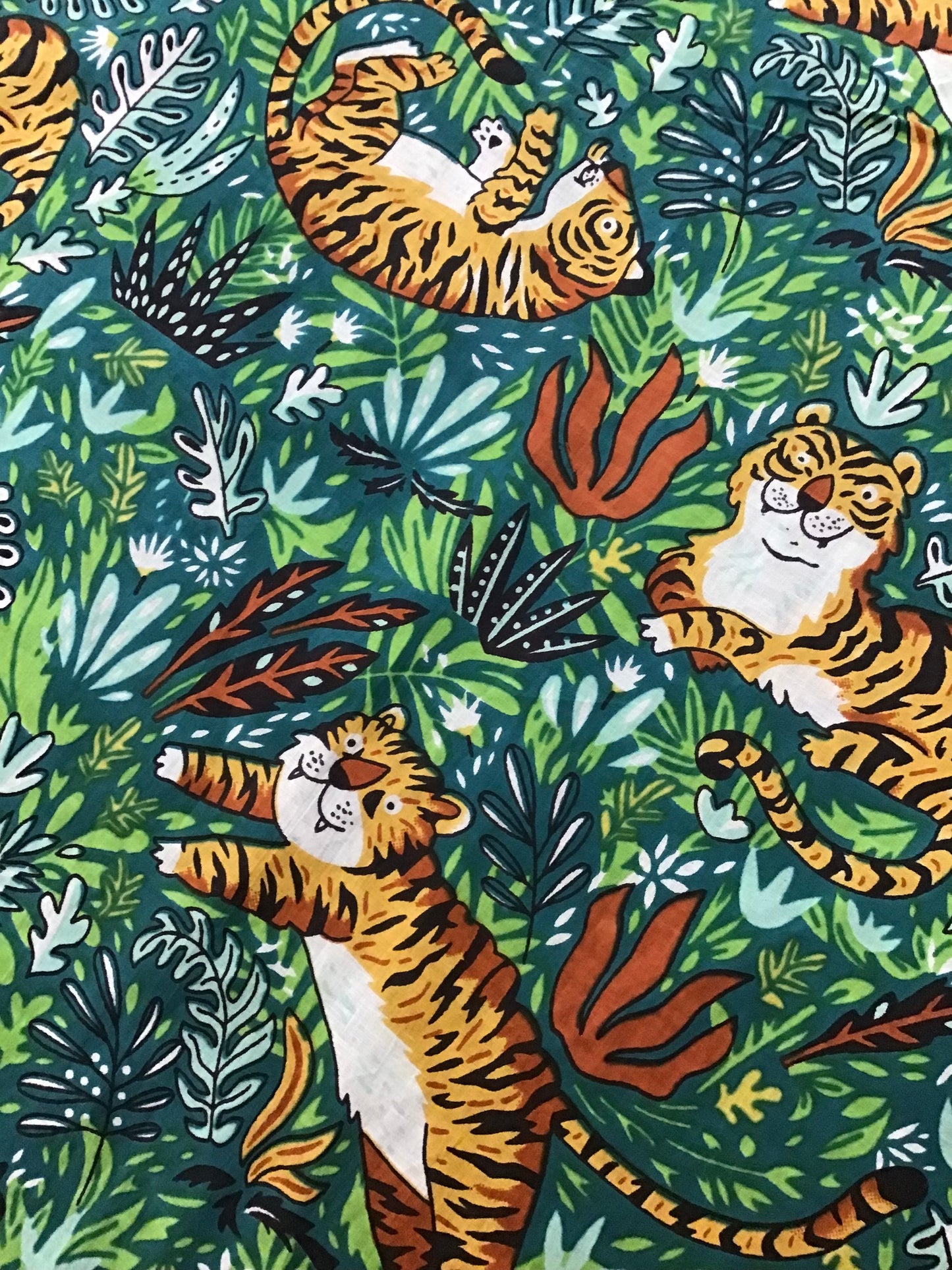 Happy Tiger Screen Printed Fabric 100% Cotton