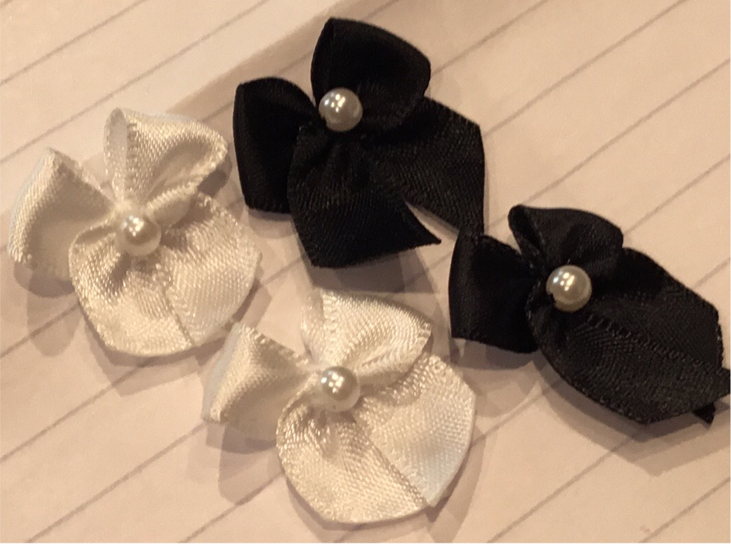 White pearl bows