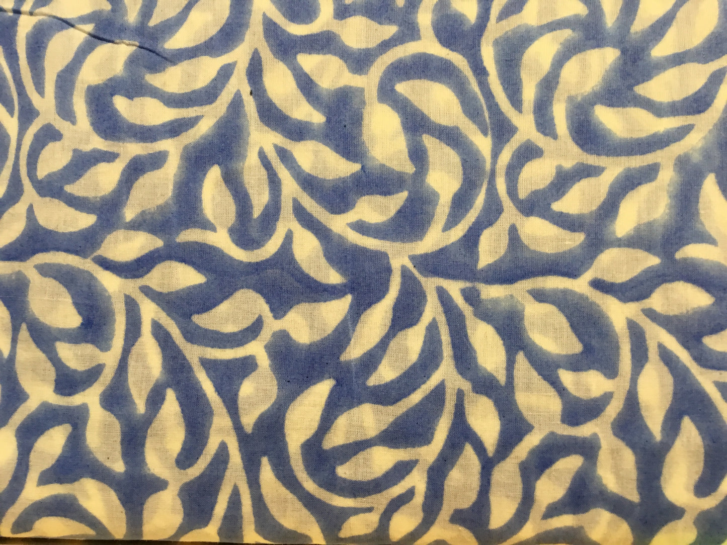 Blue leaf swirl print Block Printed Fabric