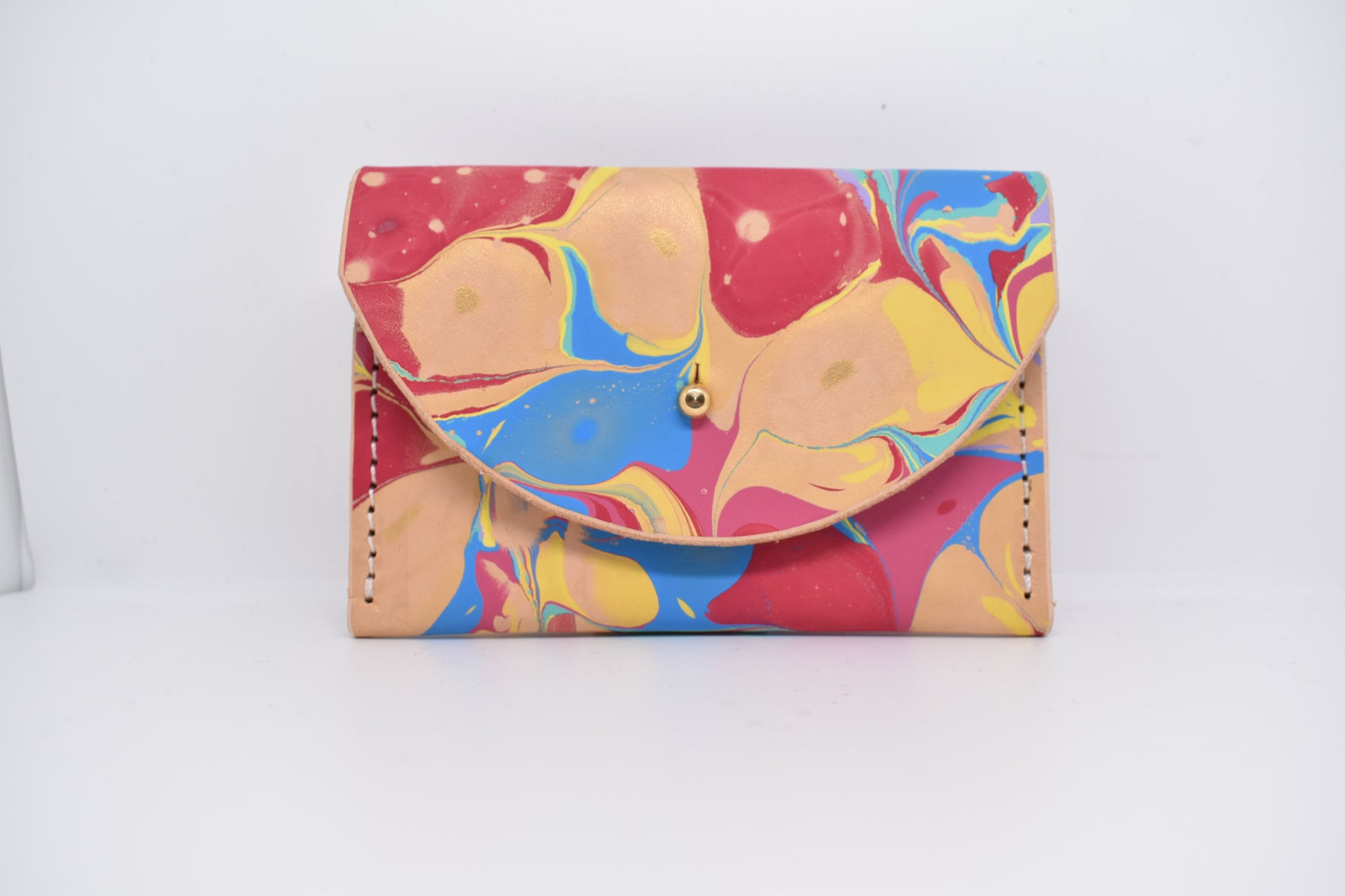 Handmade Leather Card Purse - Marbled - Violet Elizabeth