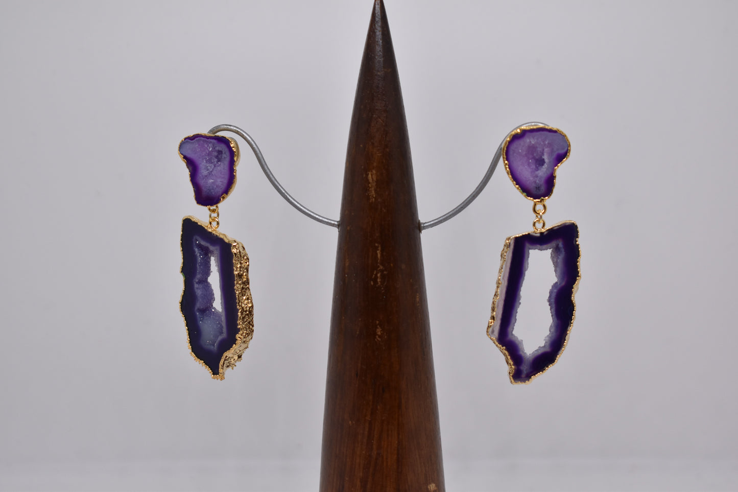 Geode Agate with Agate Slice Earrings available in a variety of fabulous colours - Violet Elizabeth