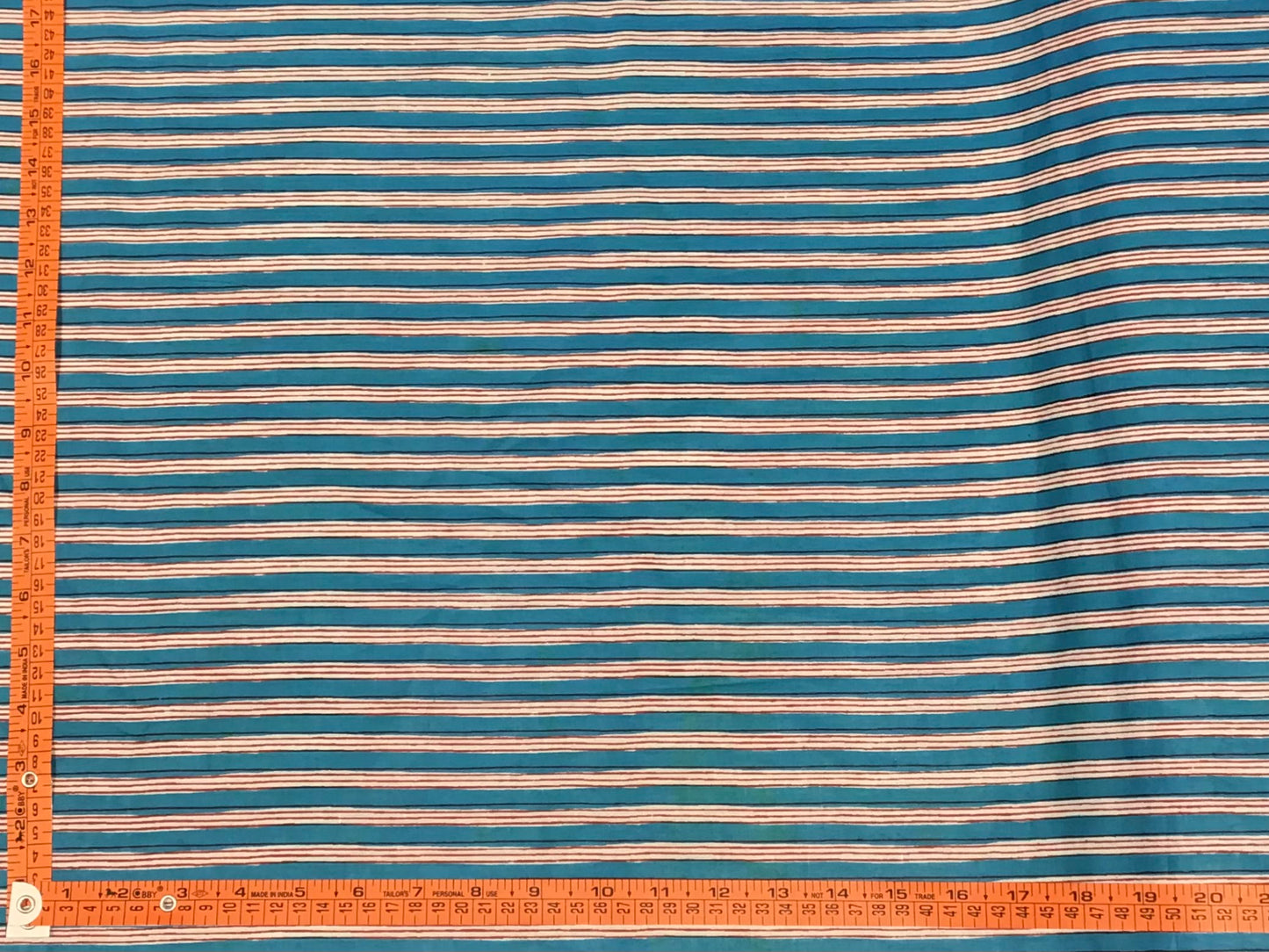 (Copy) Red, blue and white stripe Screen Printed Fabric 100% Cotton