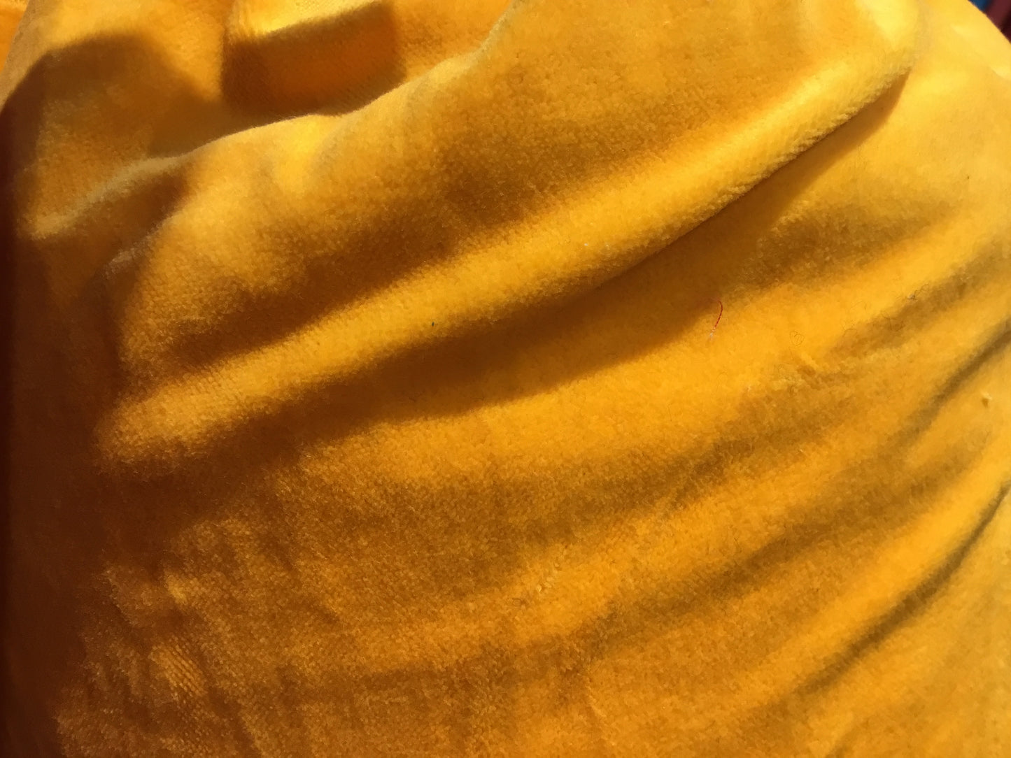 Velvet hand dyed Fabric 100% Cotton yellow