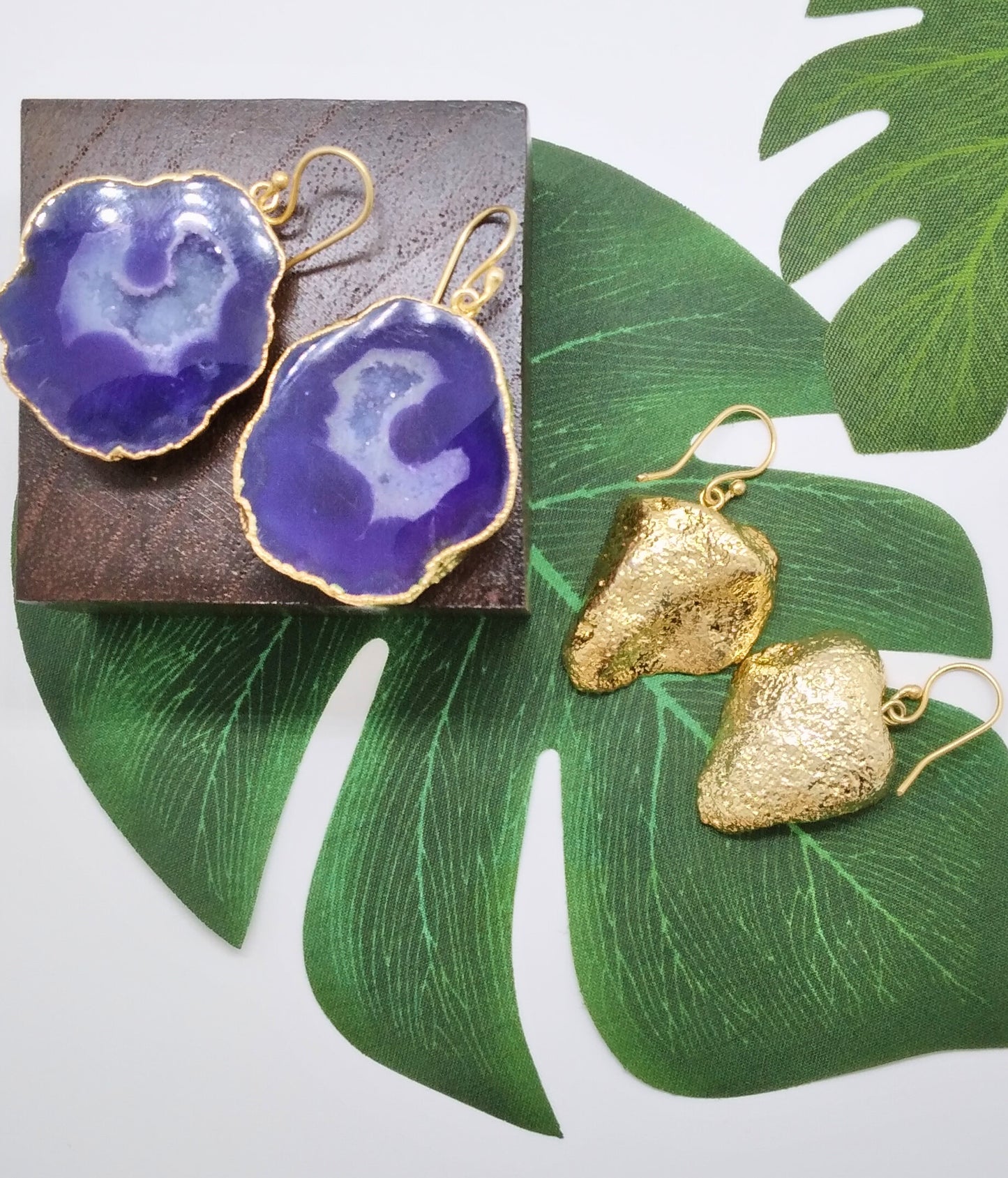 Purple Geode Druzy Earrings