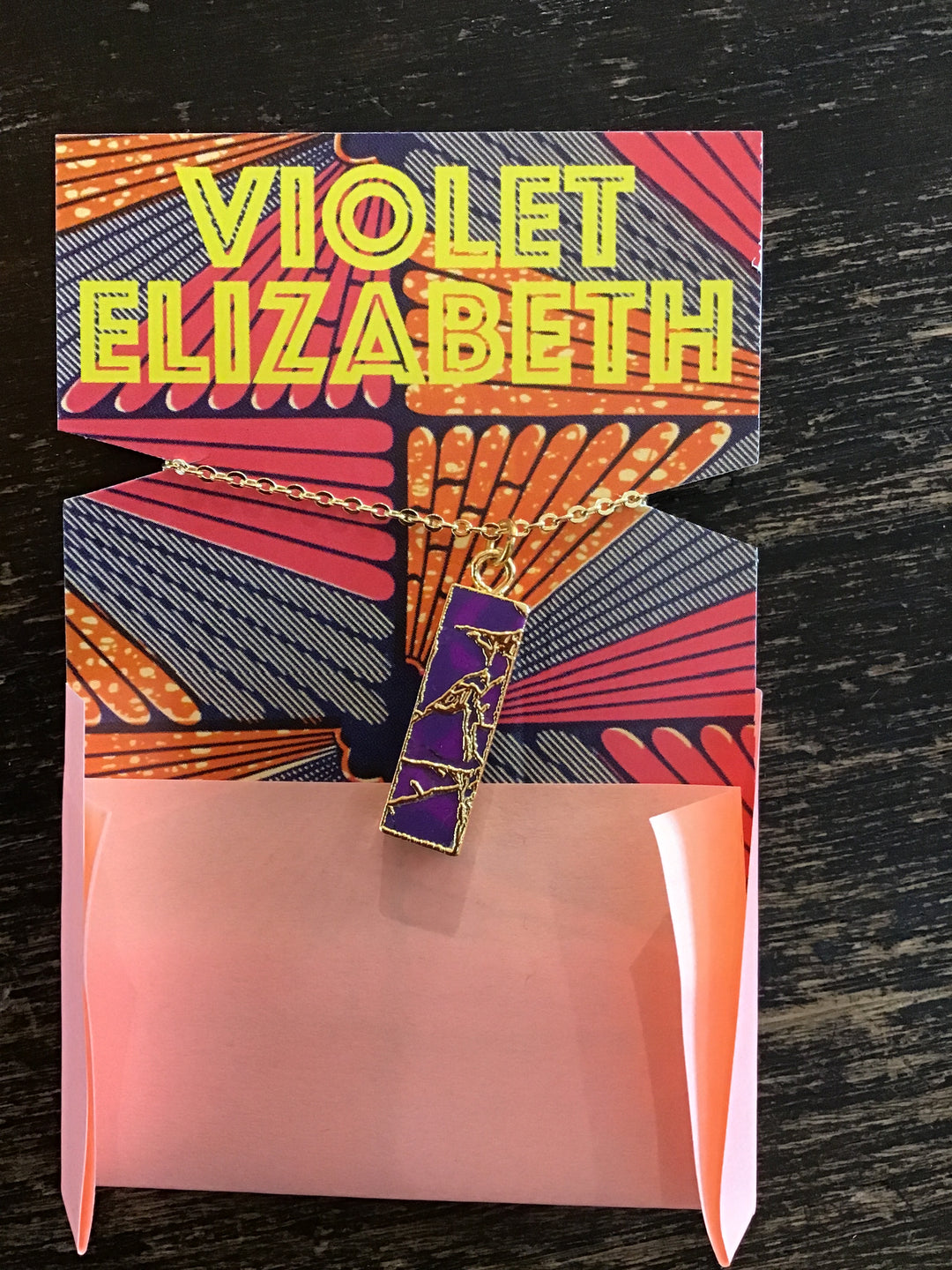 Crackle Mini Amethyst Gold Necklace - Violet Elizabeth