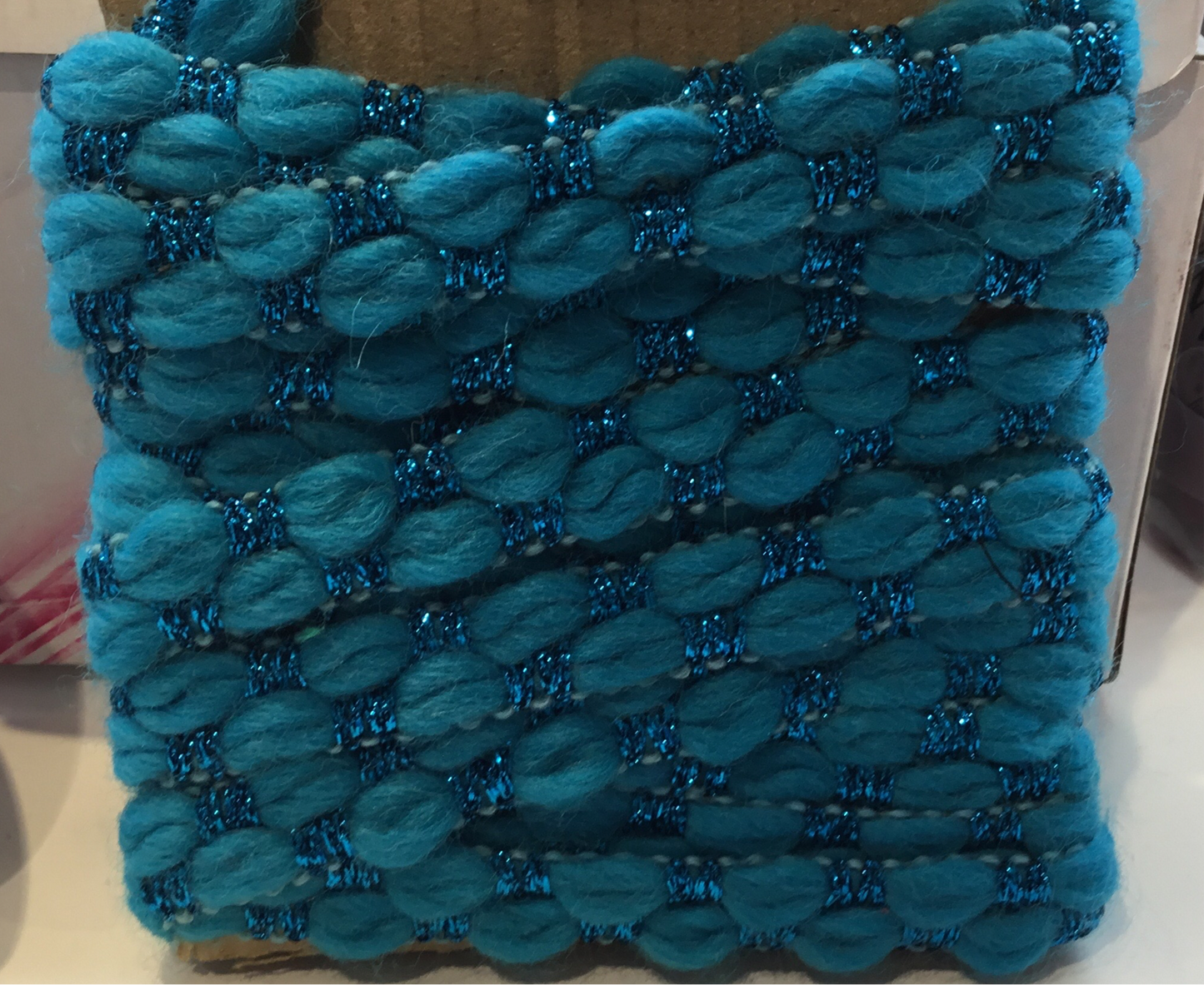 15mm turquoise wool & sparkle trim