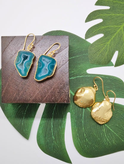 Sea Green Geode Druzy Earrings