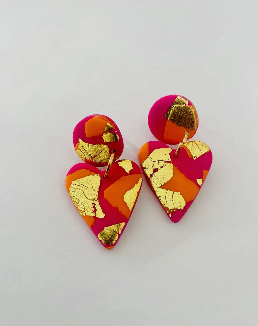 Desert Glow Medium Heart Earrings - Violet Elizabeth