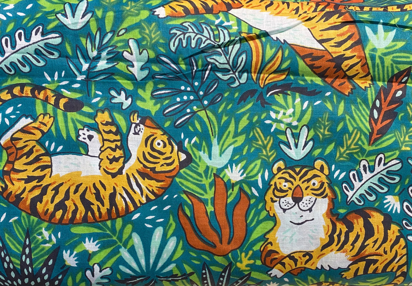 Happy Tiger Screen Printed Fabric 100% Cotton