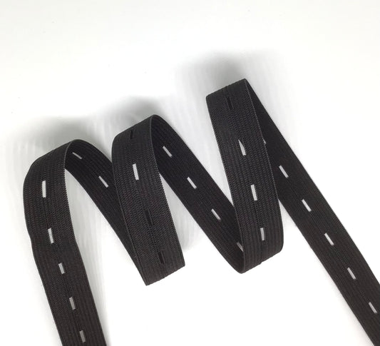 Black Button Holes Elastic 20mm