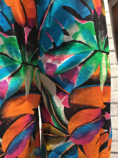 Multicoloured tropical leaf Print Trousers - Violet Elizabeth