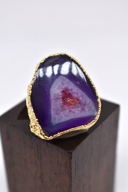 Purple Moon Magical Agate Slice Ring