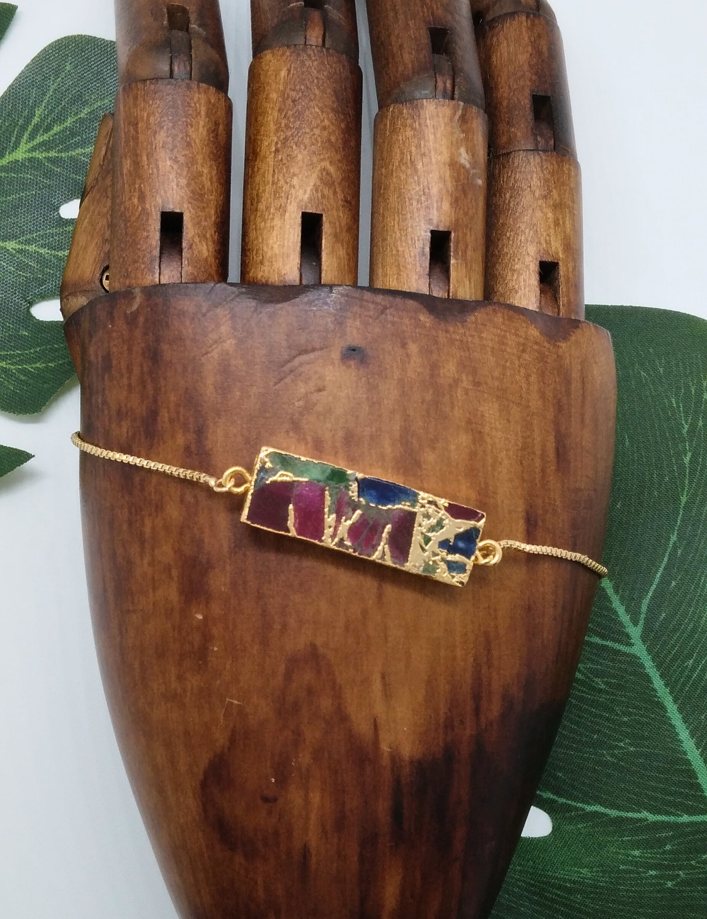 Red, Green and Blue Jasper Crackle Bracelet