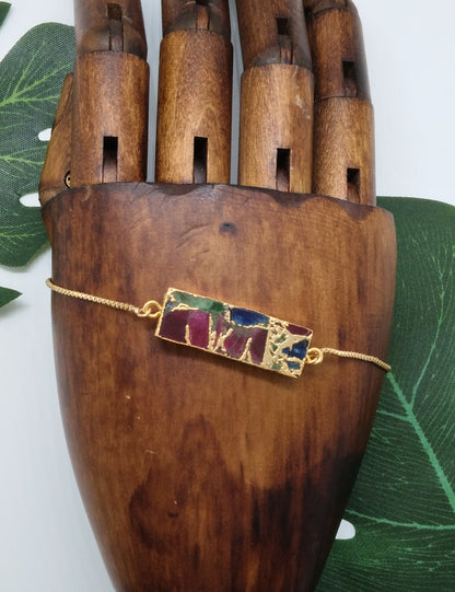 Red, Green and Blue Jasper Crackle Bracelet