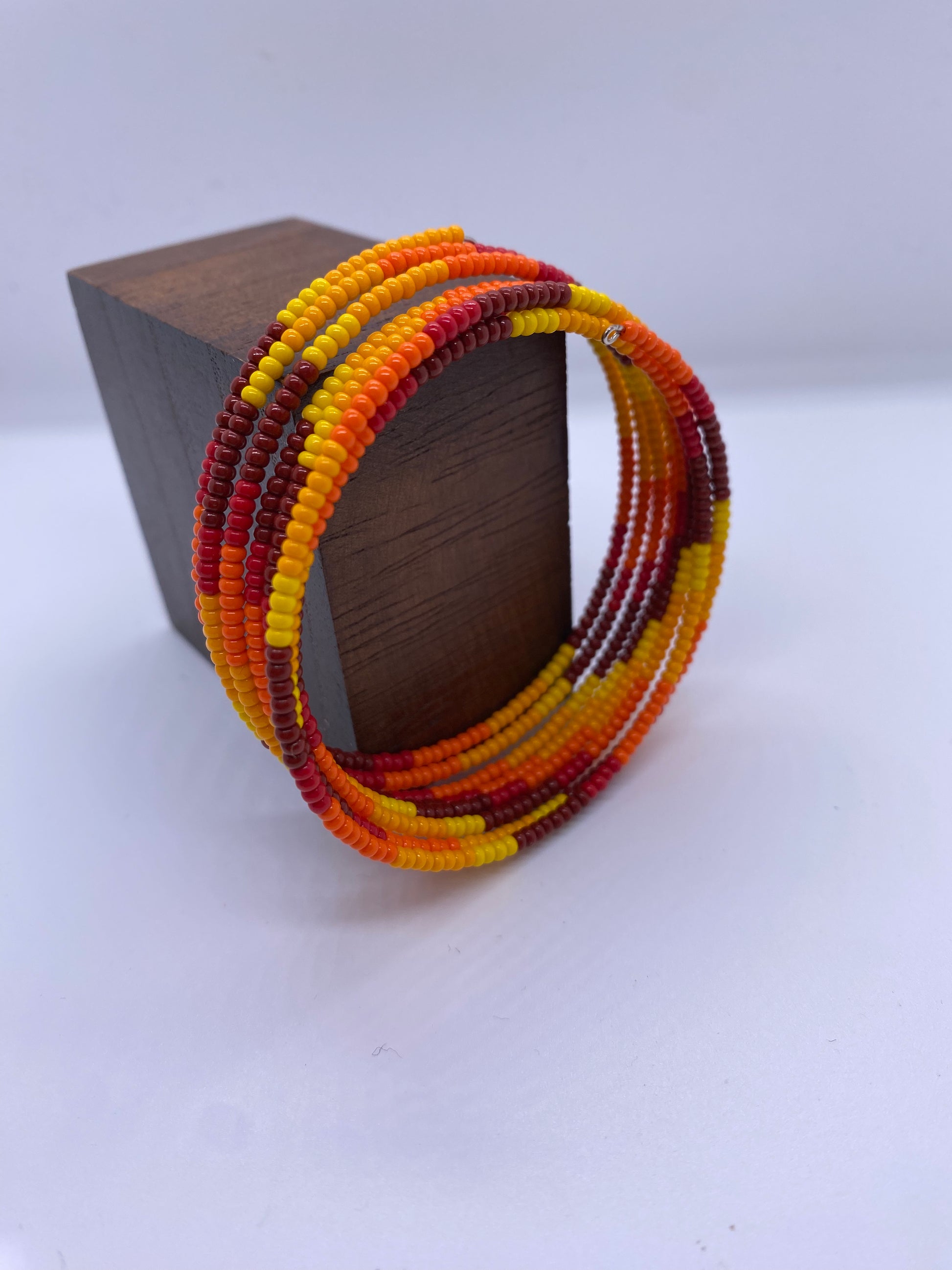 Traditionally inspired artisan Slinky bangle Glass Beaded - Violet Elizabeth