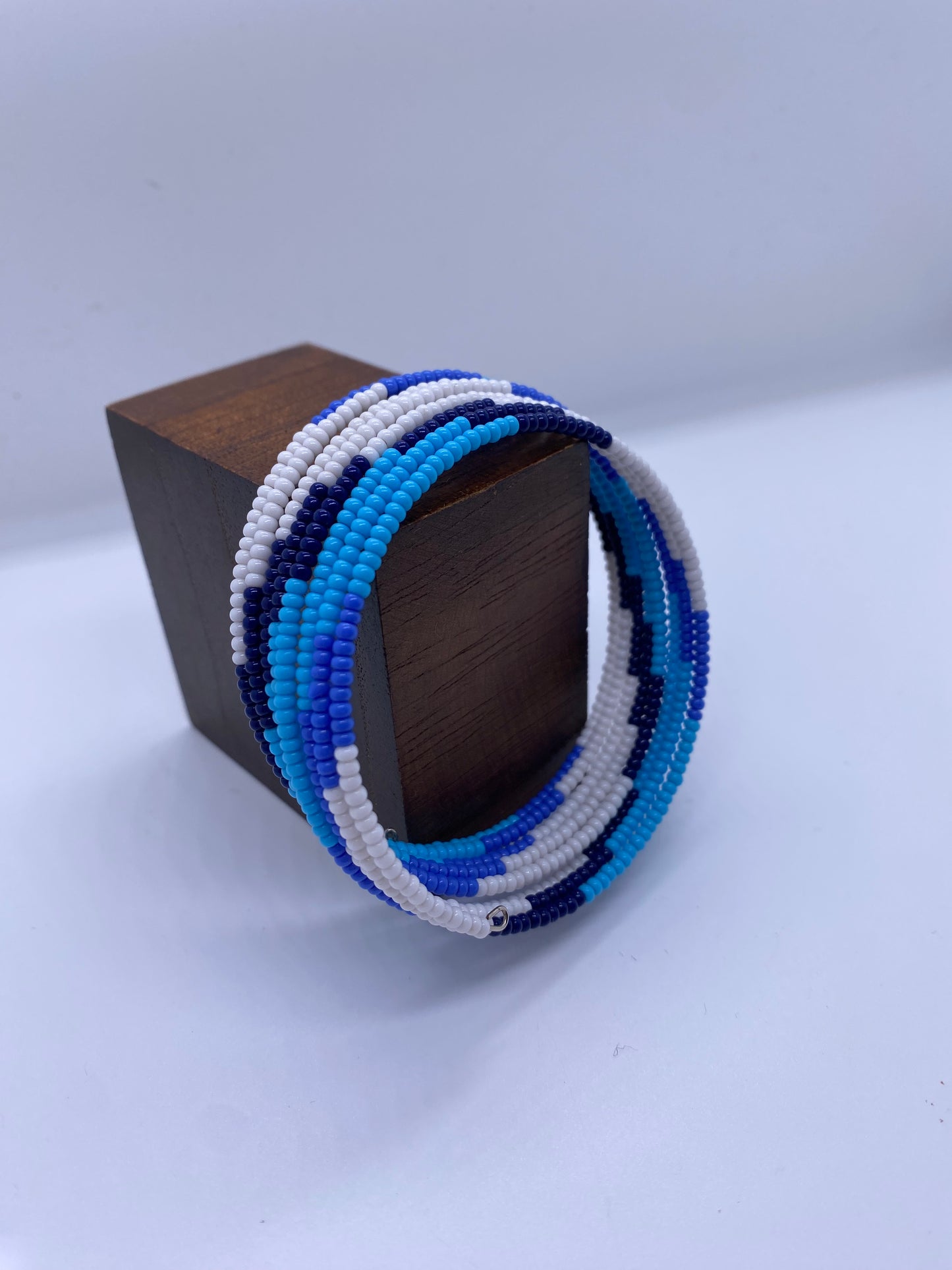 Traditionally inspired artisan Slinky bangle Glass Beaded - Violet Elizabeth