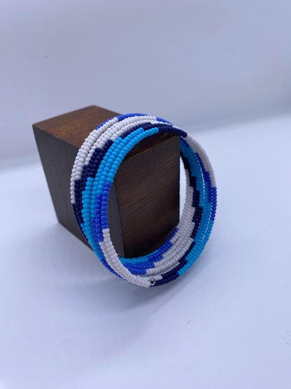 Traditionally inspired artisan Slinky bangle Glass Beaded - Violet Elizabeth