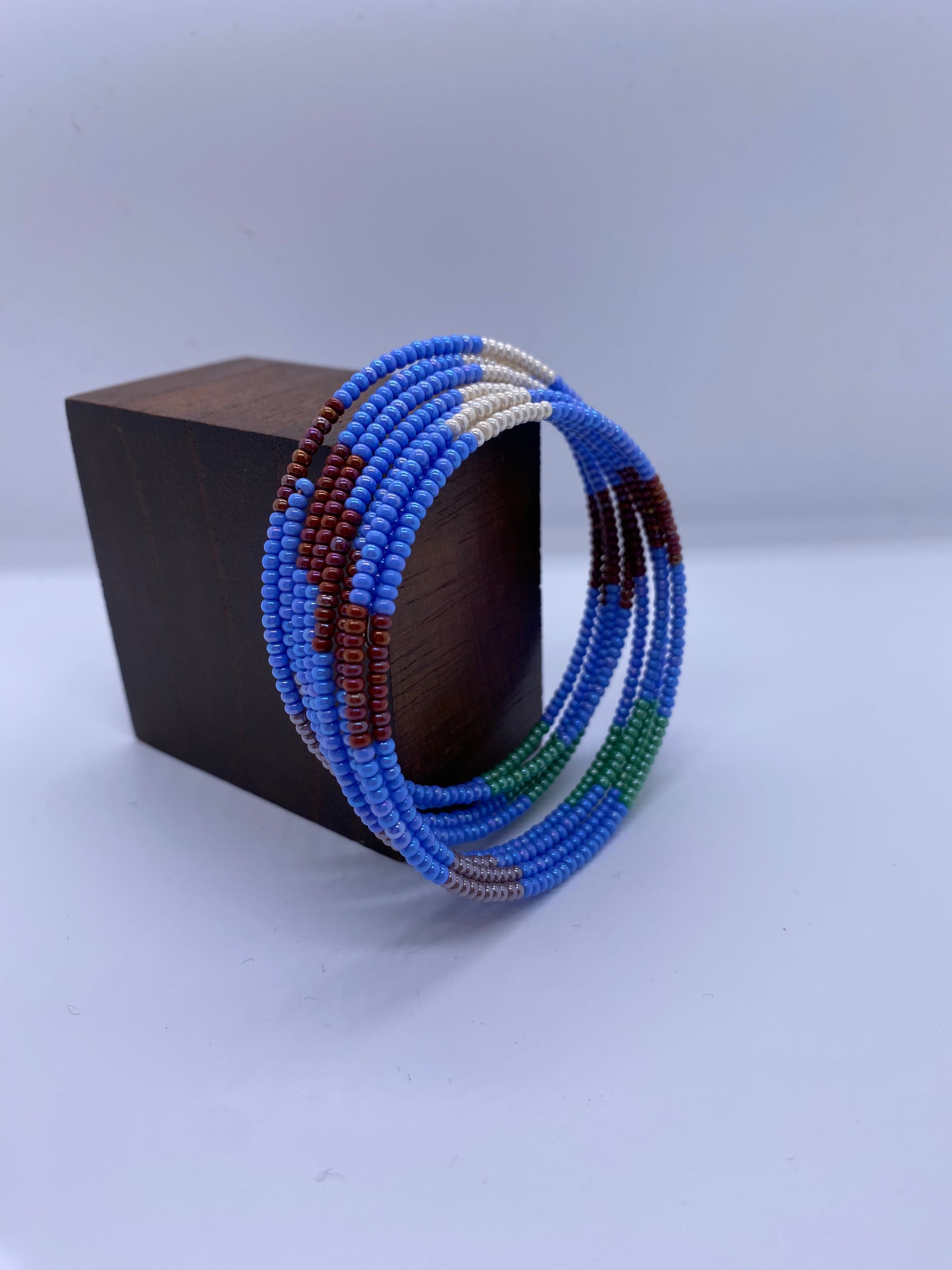 Traditionally inspired artisan Slinky bangle Glass Beaded - Violet Elizabeth
