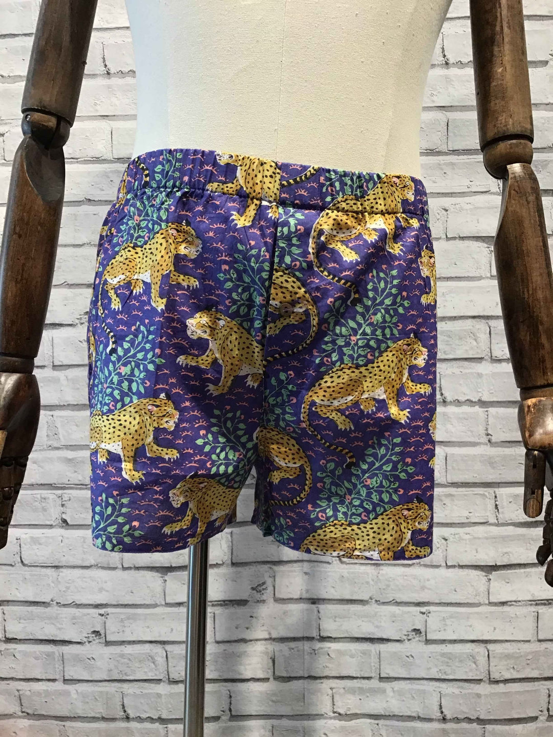 Blue Leopard Cotton Boxer Shorts