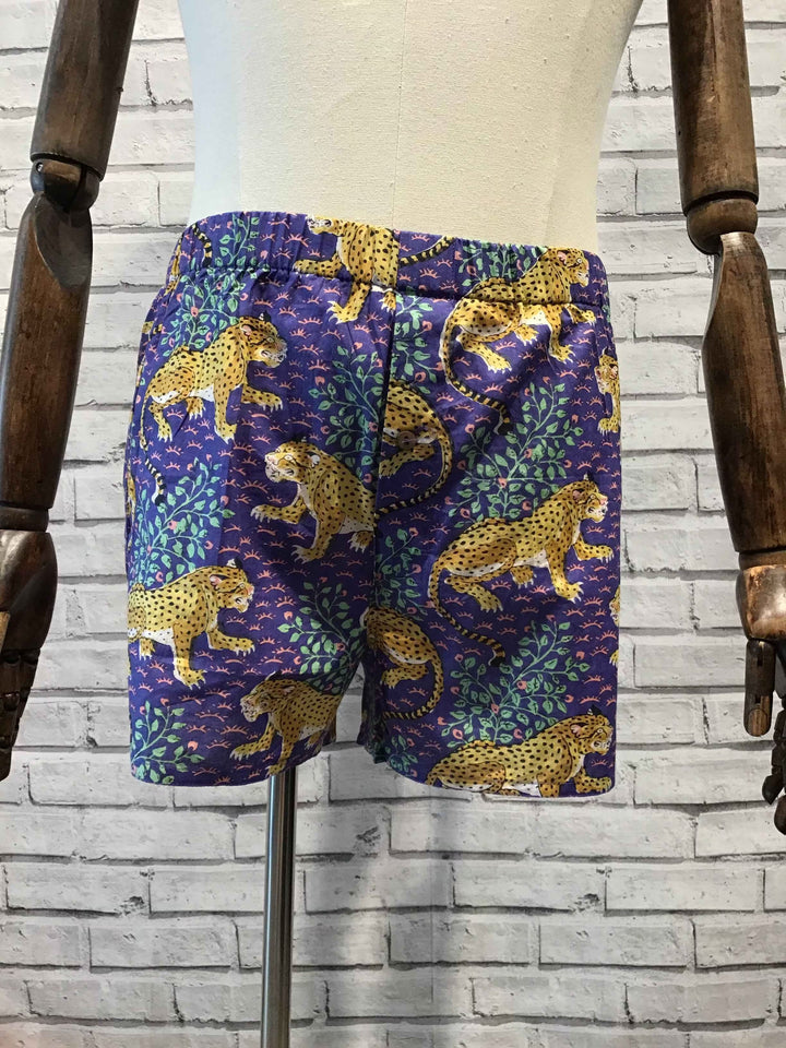 Blue Leopard Cotton Boxer Shorts