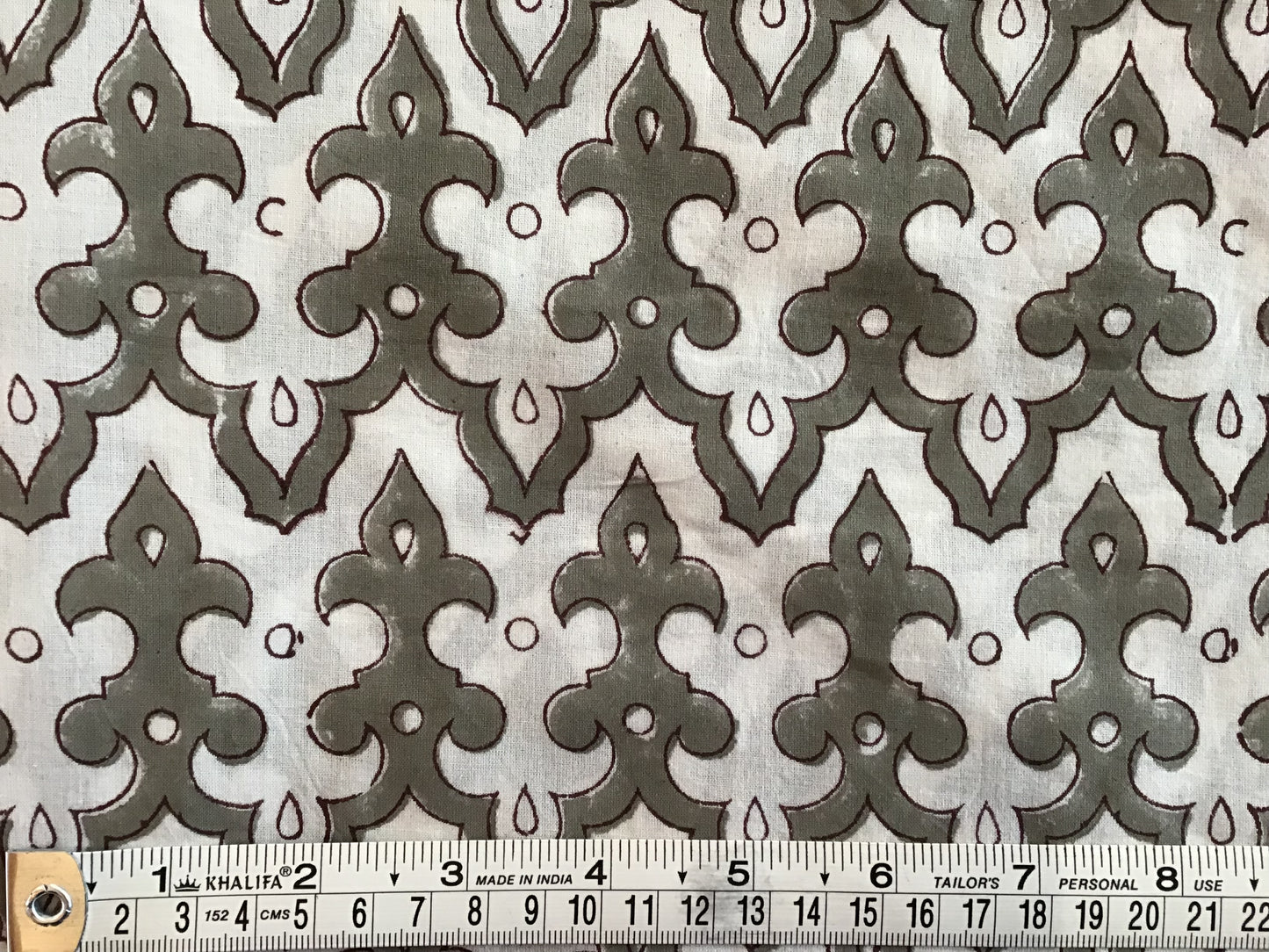 Crenelation grey print Block Printed Fabric