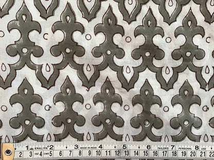 Crenelation grey print Block Printed Fabric