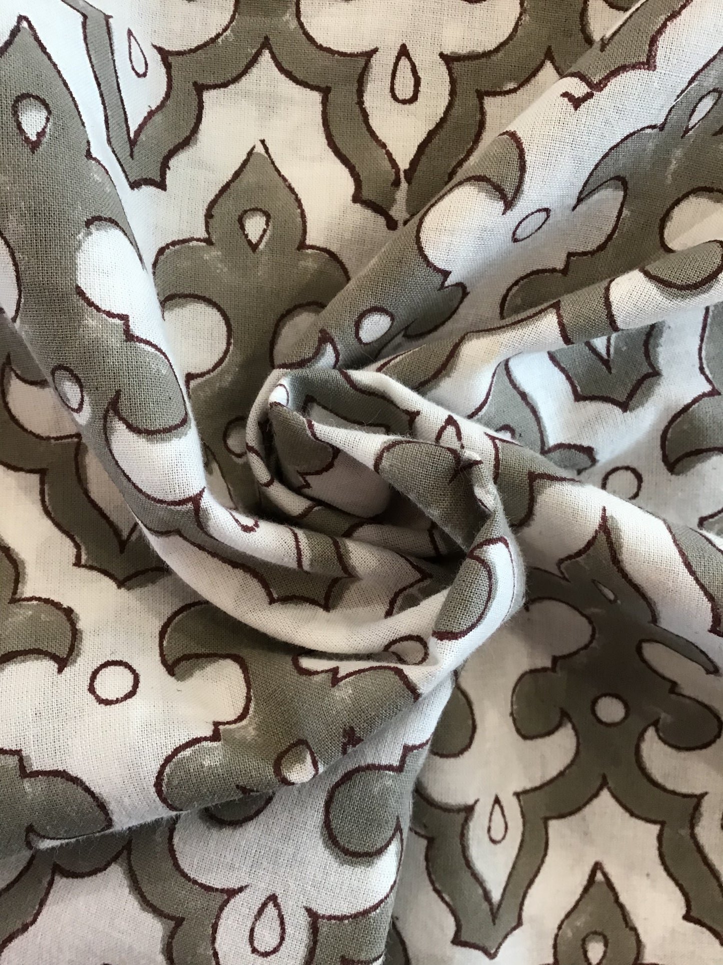 Crenelation grey print Block Printed Fabric