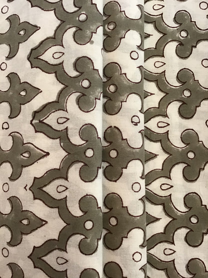 Crenelation grey print Block Printed Fabric