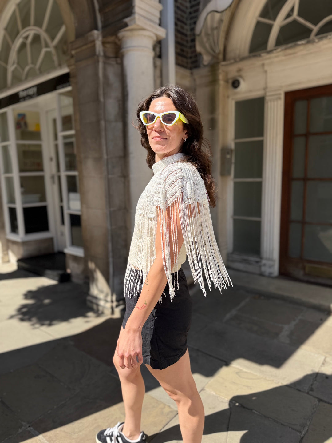 Hand Beaded Cape With Elegant Fringe