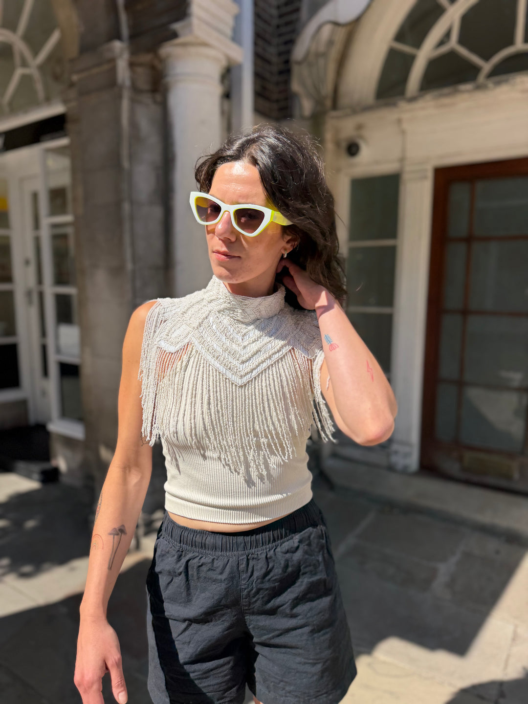Hand Beaded Collar With Elegant Fringe