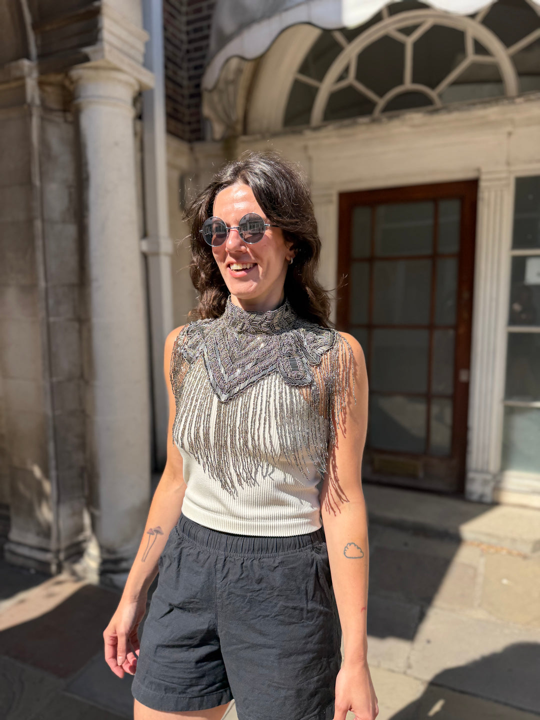 Hand Beaded Collar With Elegant Fringe